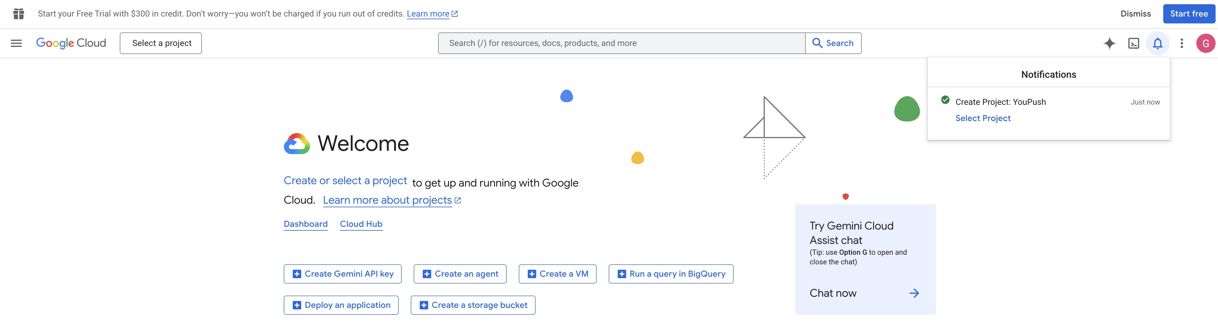 Project created notification