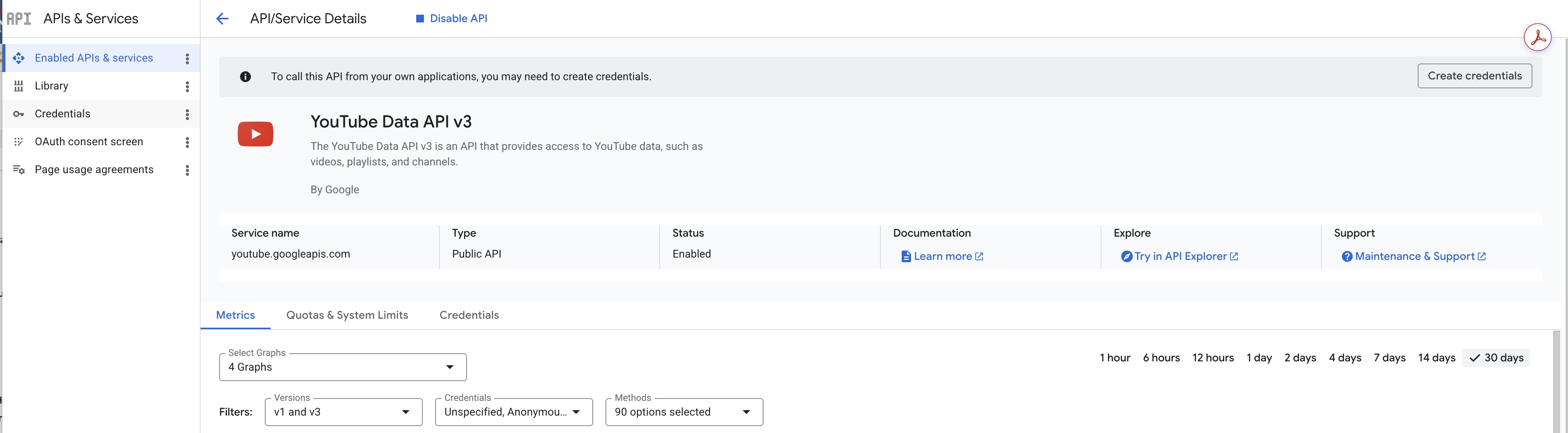 API enabled confirmation page